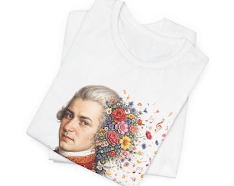 Mozart Portrait mit floralem Burst T-Shirt | Klassisches Komponisten-Kunst-T-Shirt