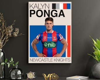 Kalyn Ponga Newcastle Knights Art Print | Retro NRL Poster, Novocastrian Fan Gift, Minimalist Digital Wall Decor