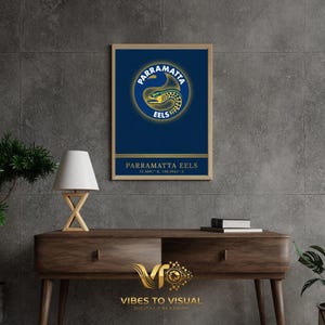 Parramatta-paling | Moderne print | NRL-fangrotkunst | Blauw en goud leger