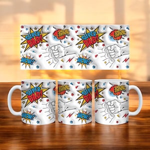 Super Dad Comic Mok Wrap - Special Edition Vaderdagcadeauontwerp voor de ultieme held in je leven, met opvallende graphics!