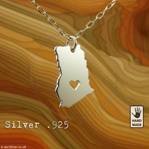 Collier Ghana AFRIQUE fait main en argent sterling .925 - Idée cadeau