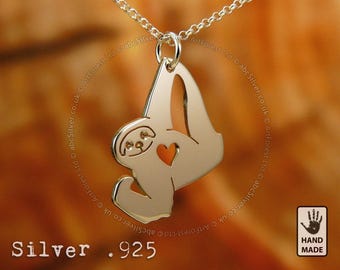 Very Confident SLOTH Handmade  Sterling Silver .925 Necklace  - GIFT Idea