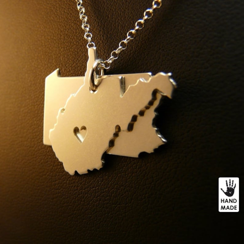 ANY 2 STATES Handmade Personalized Sterling Silver .925 Necklace in a gift box