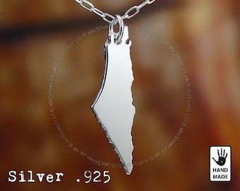 PALESTINE 1946 Map Handmade Sterling Silver .925 Necklace - Perfect Gift