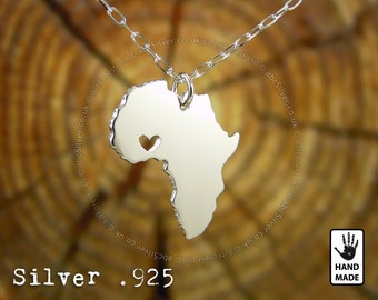 BIG AFRICA Map Handmade Personalized Sterling Silver .925 Necklace - Perfect Gift