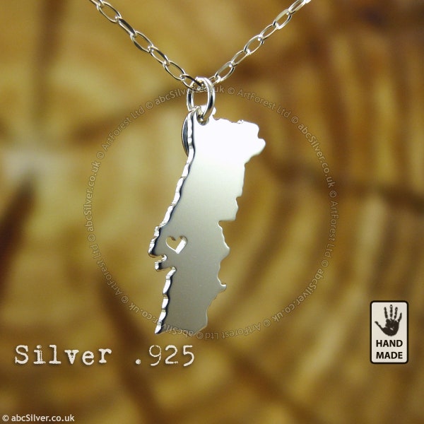 PORTUGAL Collier personnalisé fait main en argent sterling .925 - Cadeau parfait