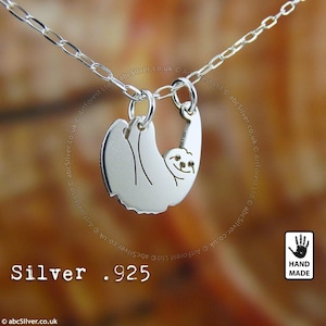 Kleine SLOTH-handgemaakte sterlingzilveren .925-ketting met drie tenen (Slow Living) - CADEAU-idee