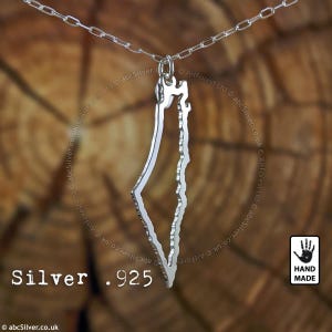 IZRAEL Karte Handgefertigte Sterling Silber .925 Halskette - GESCHENK-Idee