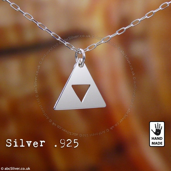 Petit collier TRIFORCE fait main en argent sterling .925 - Cadeau parfait