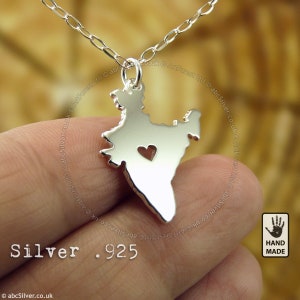 INDIA Map Handmade Sterling Silver .925 Necklace Perfect Gift image 2