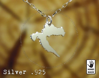 CROATIA Hrvatska Map Handmade Sterling Silver .925 Necklace - Perfect Gift