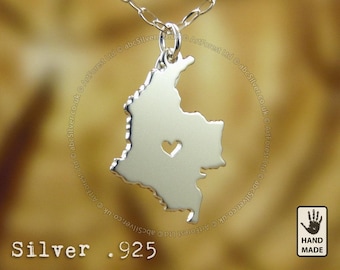 COLOMBIA Map Handmade Personalized Sterling Silver .925 Necklace  - GIFT Idea