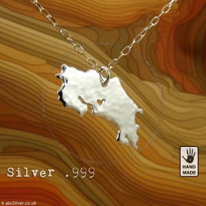 COSTA RICA Karte Handgemachte Personalisierte Silber .999 Halskette