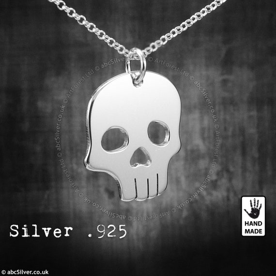 925 STERLING SILVER SKULL MOUSTACHE PENDANT NECKLACE FREE STEEL CHAIN *UK STOCK*