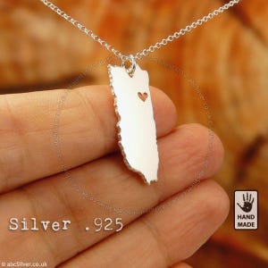 PUERTO RICO-kaart handgemaakte gepersonaliseerde sterlingzilveren ketting .925 - CADEAU-idee