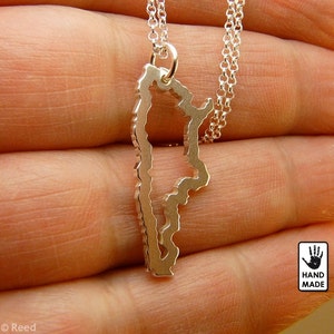 ARGENTINA Map Handmade Sterling Silver .925 Necklace  - Perfect Gift