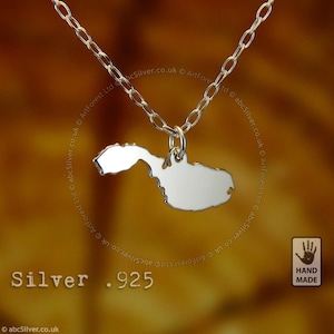 MALTA Karte handgemachte Sterling Silber .925 Halskette - GESCHENK-Idee
