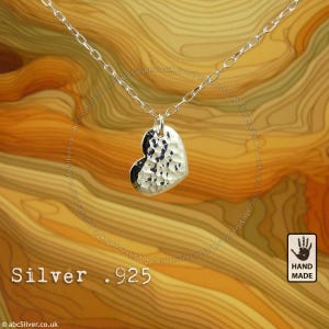 HERZ Liebe handgemachte gehämmert Feinsilber .999 Halskette - GESCHENK-Idee