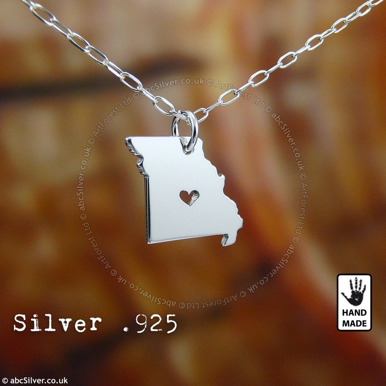 Missouri State Map Charm Pendant - 925 Sterling Silver, Show-Me State Necklace Or Bracelet Charm - View #7