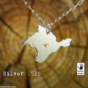 Carte de l'Ukraine de CRIMÉE - Collier personnalisé fait main en argent sterling .925 (fabriqué dans l'Union européenne) - Idée cadeau
