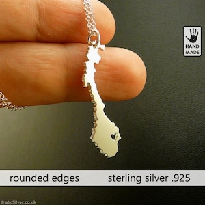 Collier carte OSLO NORVÈGE personnalisé fait main en argent sterling .925 - Idée cadeau