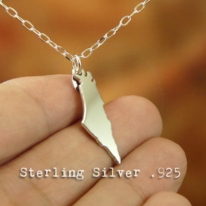 Palästina Karte 1946 Handgefertigte Personalisierte Sterling Silber .925 Halskette - Perfektes Geschenk