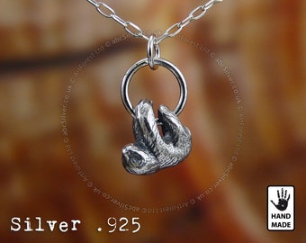 Small Sloth Sterling Silver  Handmade .925 Necklace - Perfect Gift