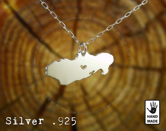 Utila Honduras Map Handmade Personalized Sterling Silver .925 Necklace - Perfect Gift