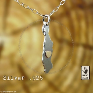 Collier Manhattan New York CARTE EN OR 14 carats fait main en argent sterling .925 - Idée cadeau
