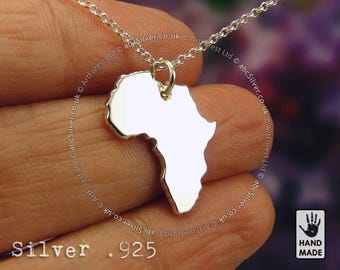 AFRICA Map Handmade Sterling Silver .925 Necklace - GIFT Idea