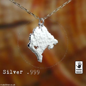 MONTENEGRO Karte handgemachte personalisierte Silber .999 Halskette - GESCHENKidee
