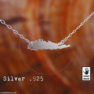 LONG ISLAND Karte Handgemachte Personalisierte Sterling Silber .925 Halskette - GESCHENK-Idee