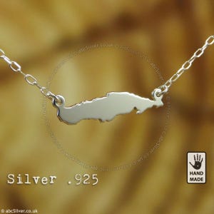 Vieques Island Karte handgemachte personalisierte Sterling Silber .925 Halskette - GESCHENK-Idee