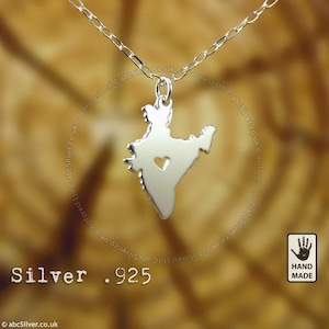 INDIA Map handgemachte Sterlingsilber .925 Halskette - GESCHENKidee