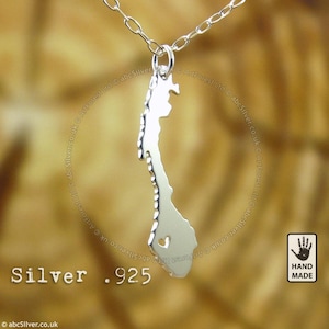 Collier carte de la Norvège fait main en argent sterling .925 - Idée cadeau