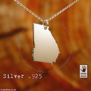Georgia Map Handgemachte Sterling Silber .925 Halskette - GESCHENK-Idee