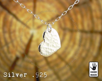 HEART Love Handmade Hammered Fine Silver .999 Necklace - Perfect Gift