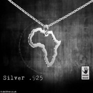 Collar de plata de ley 925 hecho a mano con el mapa de ÁFRICA: idea de REGALO