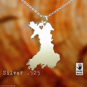 WALES Karte handgemachte personalisierte Sterlingsilber .925 Halskette - GESCHENKidee