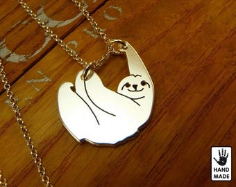 SLLOOW Sloth Handmade Sterling Silver .925 Necklace  - GIFT Idea