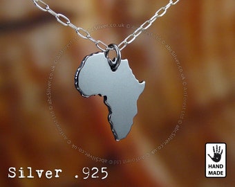 BLACK AFRICA Map Handgefertigte Sterlingsilber .925 Halskette - Perfektes Geschenk