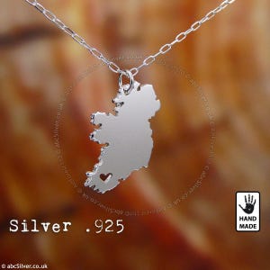 IRELAND Map Handmade Personalized Sterling Silver .925 Necklace - GIFT Idea