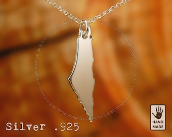 PALESTINE 1946 Map Handmade Sterling Silver .925 Necklace - Perfect Gift