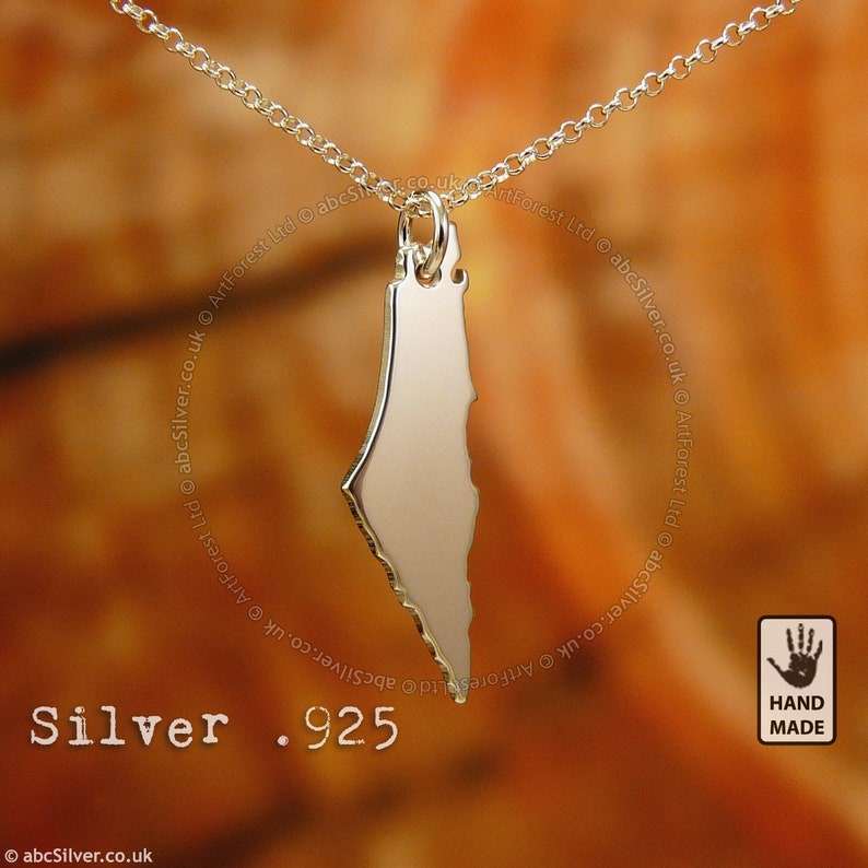 PALESTINE 1946 Map Handmade Sterling Silver .925 Necklace Perfect Gift image 1