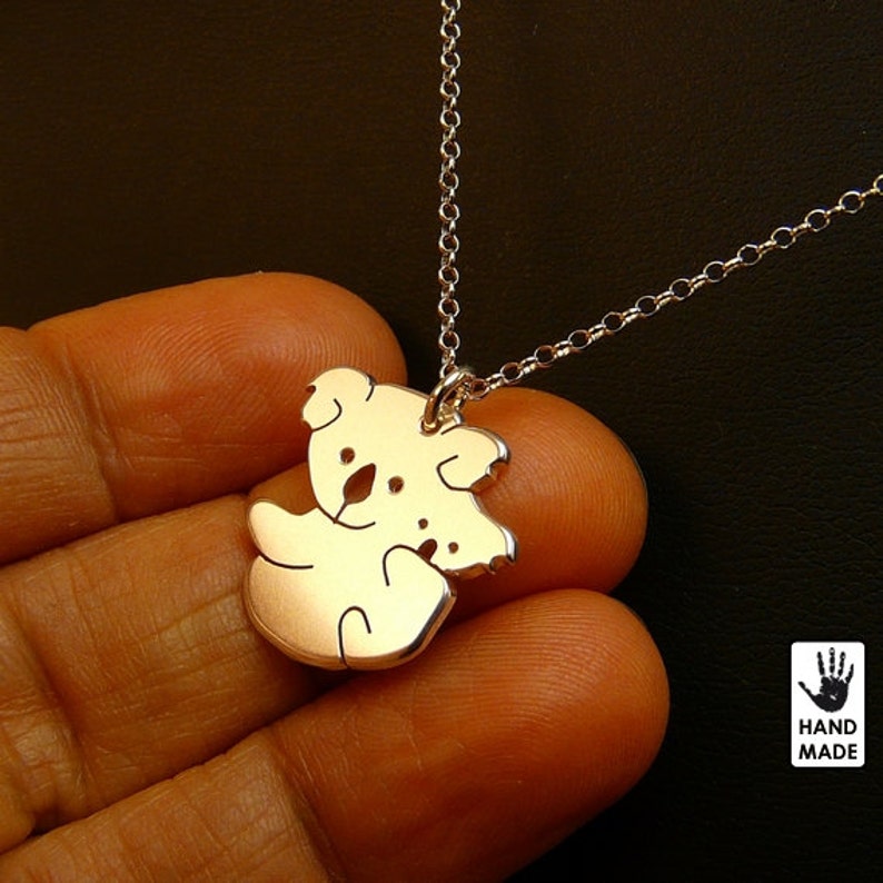 Pendentif Koala 3D En Argent Sterling 925 - Poids 9,57g, Signé, Thème Nature - Beach Life Treasures