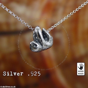 Handgemaakte sterlingzilveren luiaardketting .925 - gepolijst - CADEAU-idee