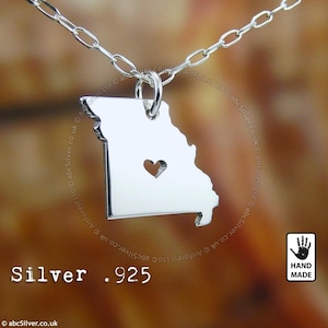 MISSOURI State Map Handgemachte Personalisierte Sterling Silber .925 Halskette - GESCHENKidee
