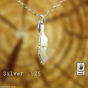 Manhattan HEART New York Map handgemachte Sterling Silber .925 Halskette - GESCHENK-Idee