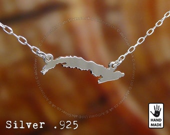 CUBA Map Handmade Personalized Sterling Silver .925 Necklace (Made in European Union) - Perfect Gift