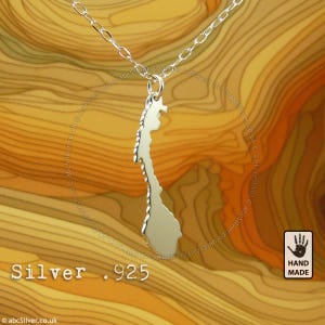 NORWEGEN Karte Handgemachte Sterling Silber .925 Halskette - GESCHENK-Idee